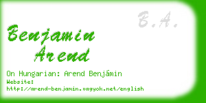 benjamin arend business card