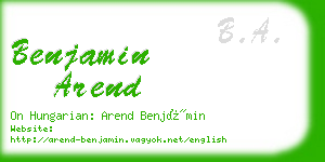 benjamin arend business card